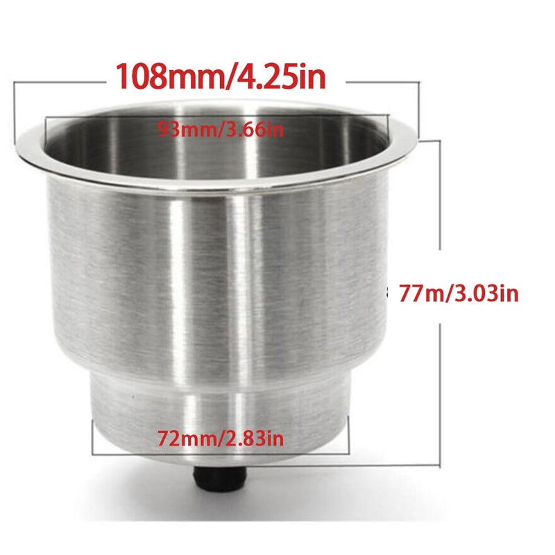 Haida 4pcs Stainless Steel Cup Drink Holder with Drain Marine Boat RV Camper Universal Drinks Holders for Marine Yacht Truck RV - Image 1
